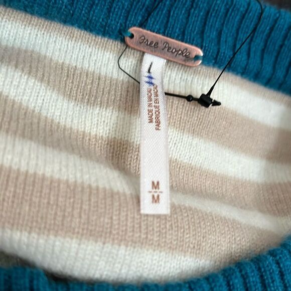 Free People Beige and Teal Striped Cardigan - Picture 6 of 6